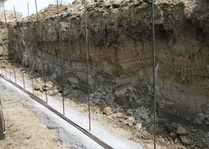 Soil layers exposed while excavating to construct a new foundation in Hinesville