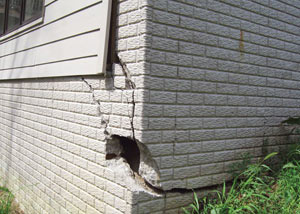 A severely damaged foundation wall in Hilton Head Island