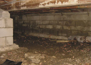 Rotting, decaying crawl space wood damaged over time in Dublin