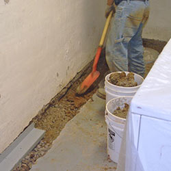 Digging a trench for a French Drain system in Savannah