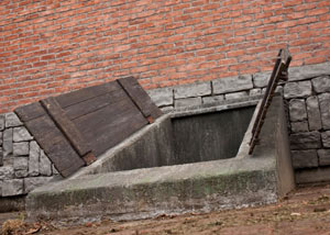 An open hatchway door in Okatie that's flooded.
